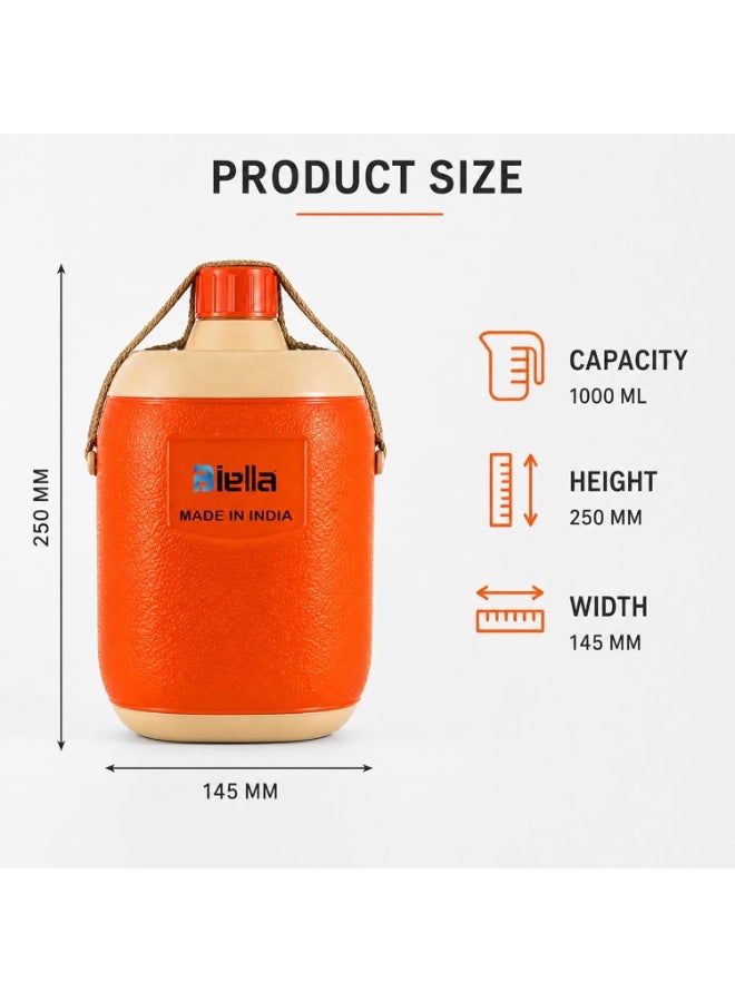 Biella 1000ML Insulated Water Bottle with Carry Strap – Leak-Resistant, Hygienic & Odourless, Keeps Drinks Cold & Hot for Hours, Ideal for Travel, School & Outdoor Use - Image 2