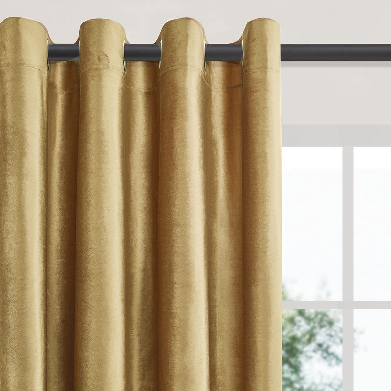 BULBUL Velvet Gold Curtains 96 inch Length- Living Room Blackout Thermal Window Drapes Darkening Decor Grommet Curtains for Bedroom Set of 2 Panels - Image 2