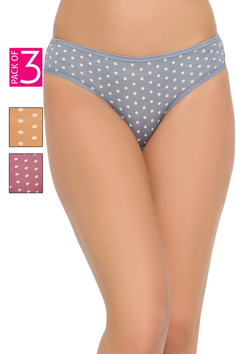 كلوفيا Clovia Pack of 3 Low-Waist Polka Print Bikini Panties
