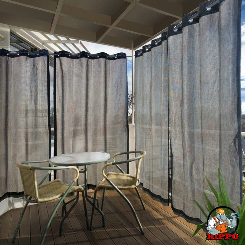 Hippo ستائر شرفة خارجية هيبو 230 GSM لحجب الشمس مع عيون جروت و حماية من الأشعة فوق البنفسجية و تصفية الضوء 45FTX75FT لون رمادي بارد - Image 4