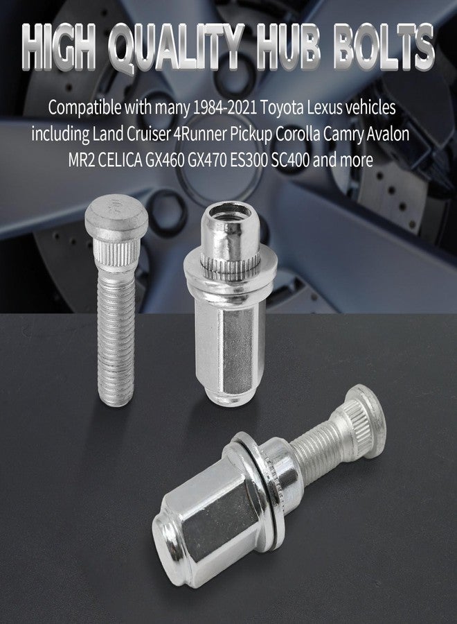 UOIENRT 4Pcs M12x1.50 90942-01058 90942-02049 Hub Bolt Wheel Lug Stud Nut Kit Replacement for Toyota Corolla Camry 4Runner Land Cruiser Supra Avalon Sienna Lexus GS350 GX460 ES300 - Image 2
