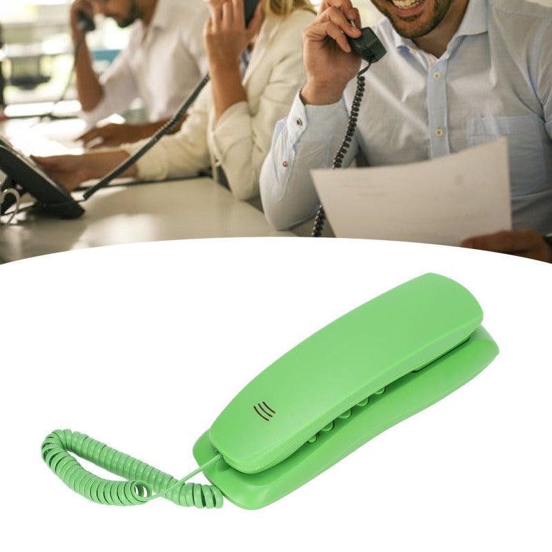 Corded Phone: Green Mini Landline With Mute, Redial, Pulse Tone Dialing - Anti-Interference Thunder, Wall Mountable Desktop Phone For Home, Office, Hotel Use - Image 5