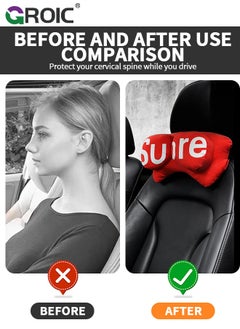 GROIC 1 Pack Car Headrest Pillow Neck Support, Super Cozy Car Headrest Pillow, Car Neck Pillow, Ergonomic Design, Travel Pillow Car Pillow for Neck/Back Pain Relief Creativity Car Interior Supplies  - Image 2