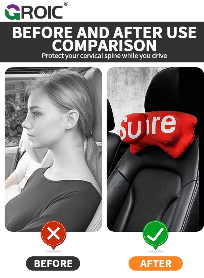 GROIC 1 Pack Car Headrest Pillow Neck Support with "Sure" text, Super Cozy Car Headrest Pillow, Car Neck Pillow, Ergonomic Design, Travel Pillow Car Pillow for Neck/Back Pain Relief Creativity Car Interior Supplies - Image 2