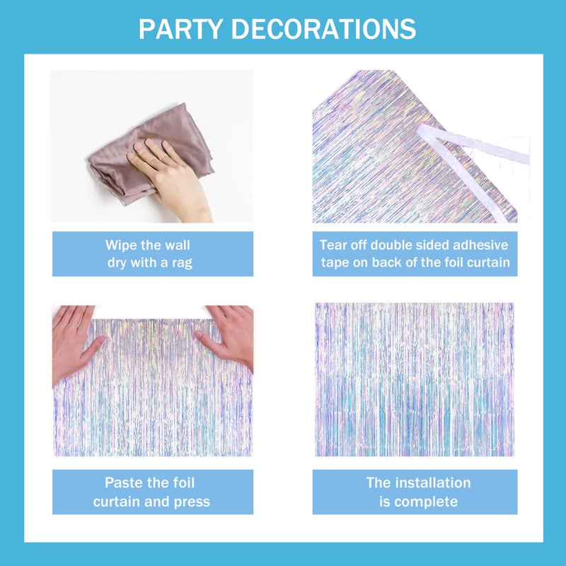 jenmir Frozen Birthday Decorations for Girl,Fringe Curtains,Happy Birthday Banner,Snowflake Foil balloon,Blue Purple Balloons,Cake Toppers - Image 5