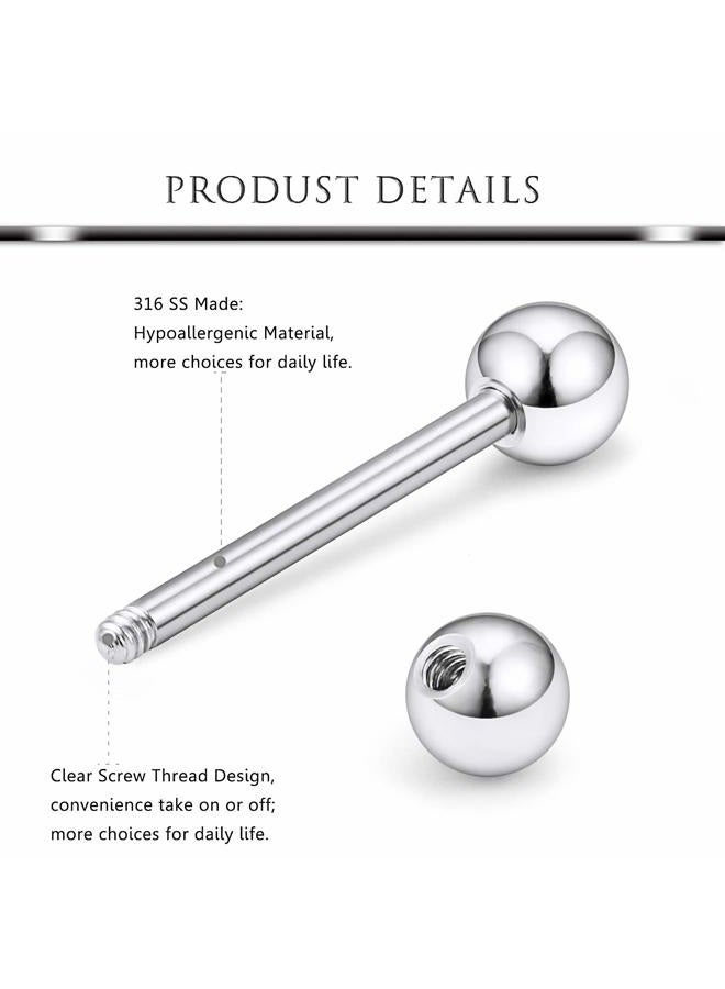 Hoeudjo 18Pcs 14G Tongue Rings Surgical Steel Soft Silicone Straight Barbells Bar Piercing Jewelry for Women Men 16mm (5/8 Inch), Metal Acrylic Silicone, - Image 2