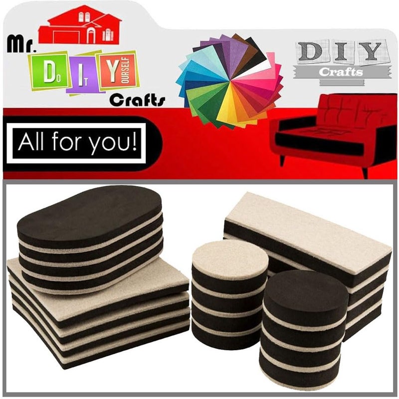 Do It Yourself Do It Your Self Rount Felt Furniture Pads - Floor Protector Chair Felts for Feet Wood Floors Best Hardwood Protect Your Hard Floors ! Furniture Floor Protector (10 Pcs Beige-Black, 4-5" inch) - Image 1