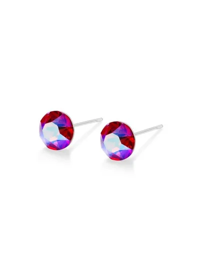 Seona Seona Aurora Austrian Crystal 6mm Stud Earrings for Women Hypoallergenic, Stainless Steel Stud Crystal Earrings, Comfortable for Sensitive Ears Premium Materials Tarnish-Free Earings, Small Stud Earrings - Light Siam Shimmer