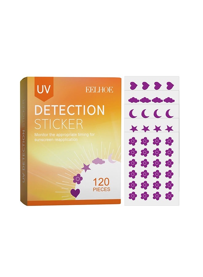 EELHOE UV Stickers for Sunscreen, 120 Count UV Detection Stickers, Sweat & Waterproof UV Activated Sunscreen Stickers, Changes Color to Help Prevent Sunburn - Image 1