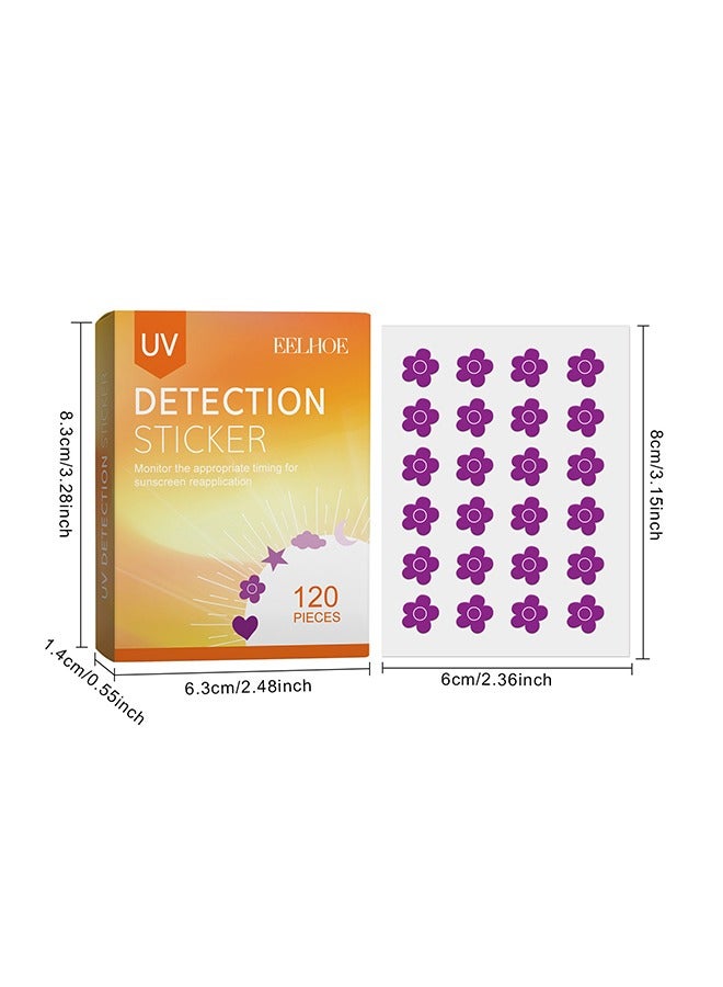 EELHOE UV Stickers for Sunscreen, 120 Count UV Detection Stickers, Sweat & Waterproof UV Activated Sunscreen Stickers, Changes Color to Help Prevent Sunburn - Image 2