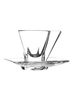 RCR 4-Piece Fusion Crystal Dishwasher Safe Espresso Cup and Saucer Set Clear 70 ml 25561020206  - Image 1