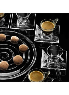 RCR 4-Piece Fusion Crystal Dishwasher Safe Espresso Cup and Saucer Set Clear 70 ml 25561020206  - Image 2