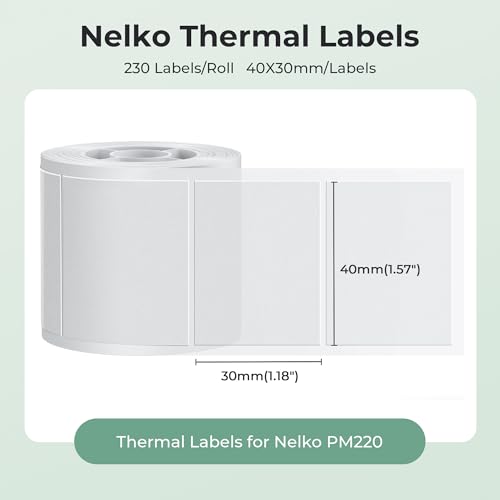 Nelko Thermal Labels for Nelko PM220 Label Maker, 1.57'' x 1.18'' (40x30mm) Thermal Sticker Label, Waterproof, Multi-Purpose Label Tape, 1 Roll of 230 Self-Adhesive Thermal Paper (Transparent) - Image 2