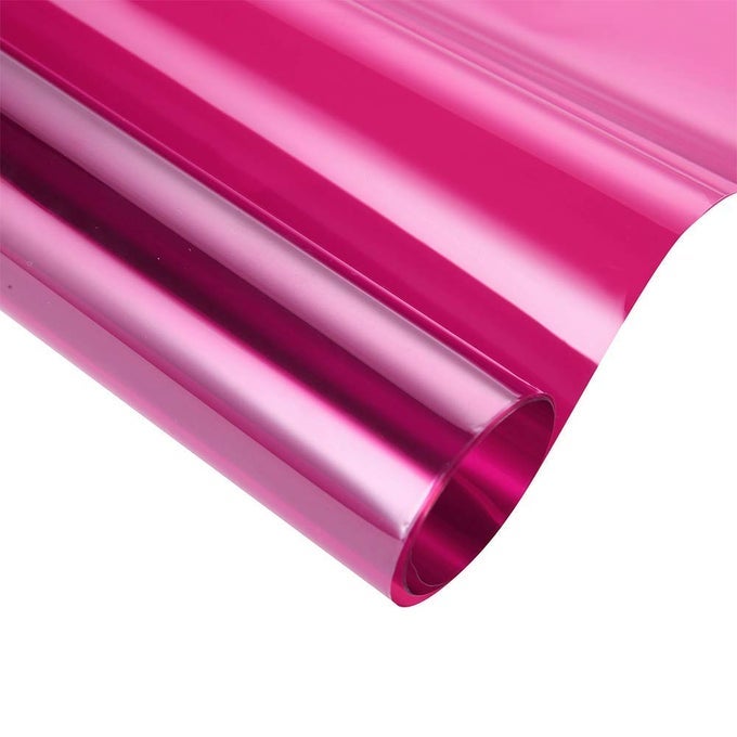 TRANSPARENT DECORATIVE WINDOW FILM ANTI UV COLORFUL ADHESIVE VINYL HEAT INSULATION SOLAR WINDOW TINTING SHEETS GLASS FILM FOR CHRISTMAS HOME DECORATION 177INCH X 787INCH DARK PINK