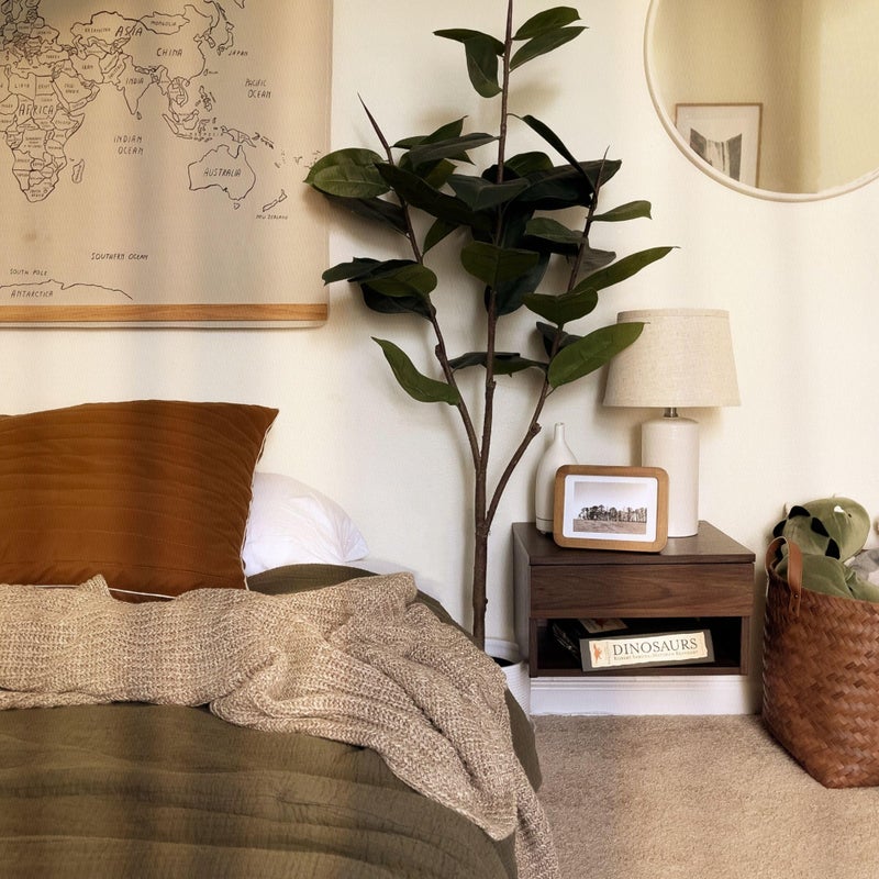 Nathan James Jackson Wall Mounted Floating Bedroom Nightstand with Storage Drawer and Modern Open Shelf Cubby, Dark Brown Walnut - Image 5