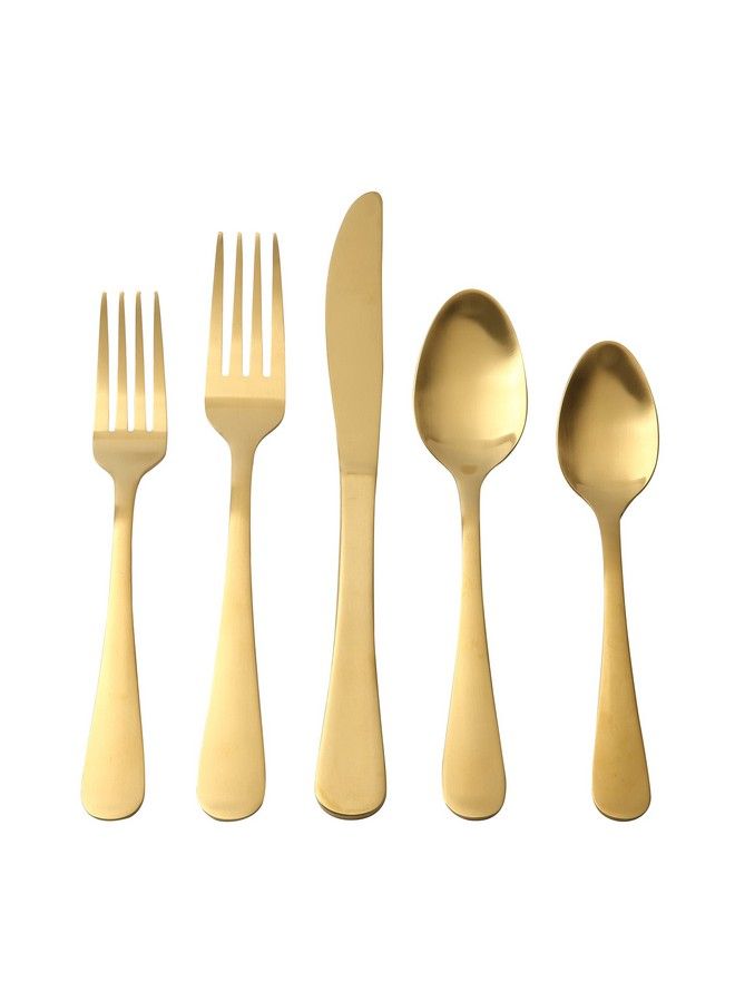 Lorena 20Piece Stainless Steel Silverware Flatware Cutlery Set Service For 4 Matte Gold - Image 1