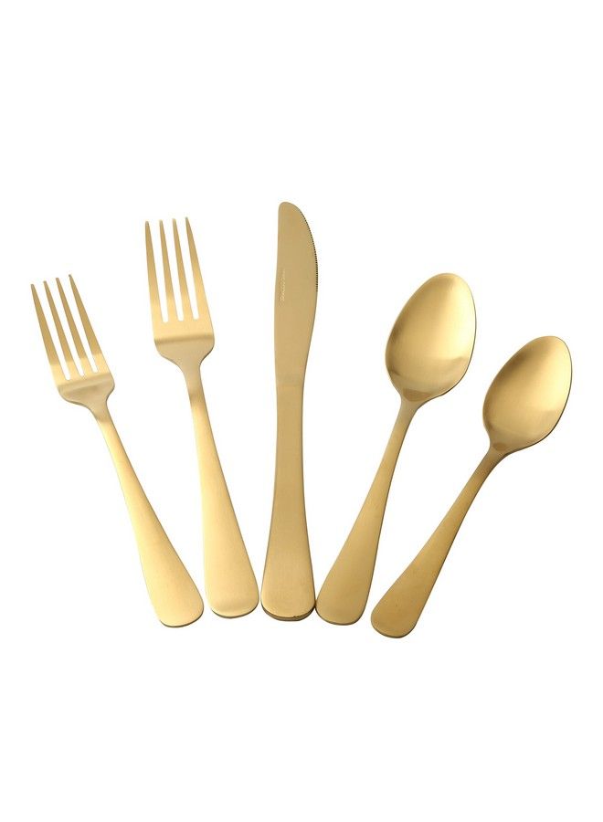 Lorena 20Piece Stainless Steel Silverware Flatware Cutlery Set Service For 4 Matte Gold - Image 3