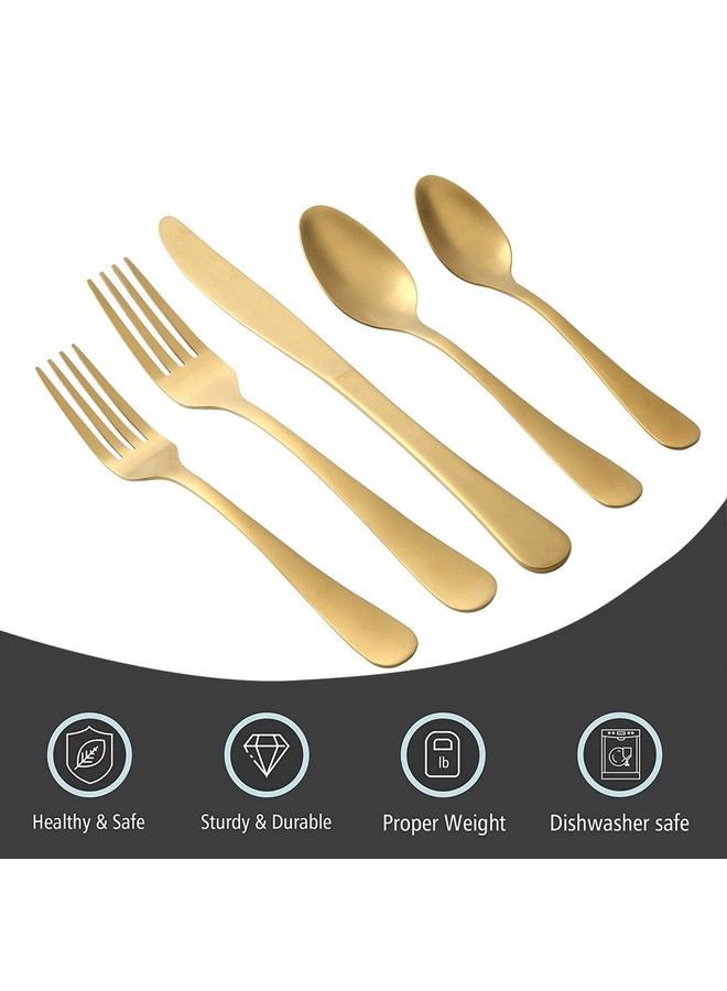 Lorena 20Piece Stainless Steel Silverware Flatware Cutlery Set Service For 4 Matte Gold - Image 5