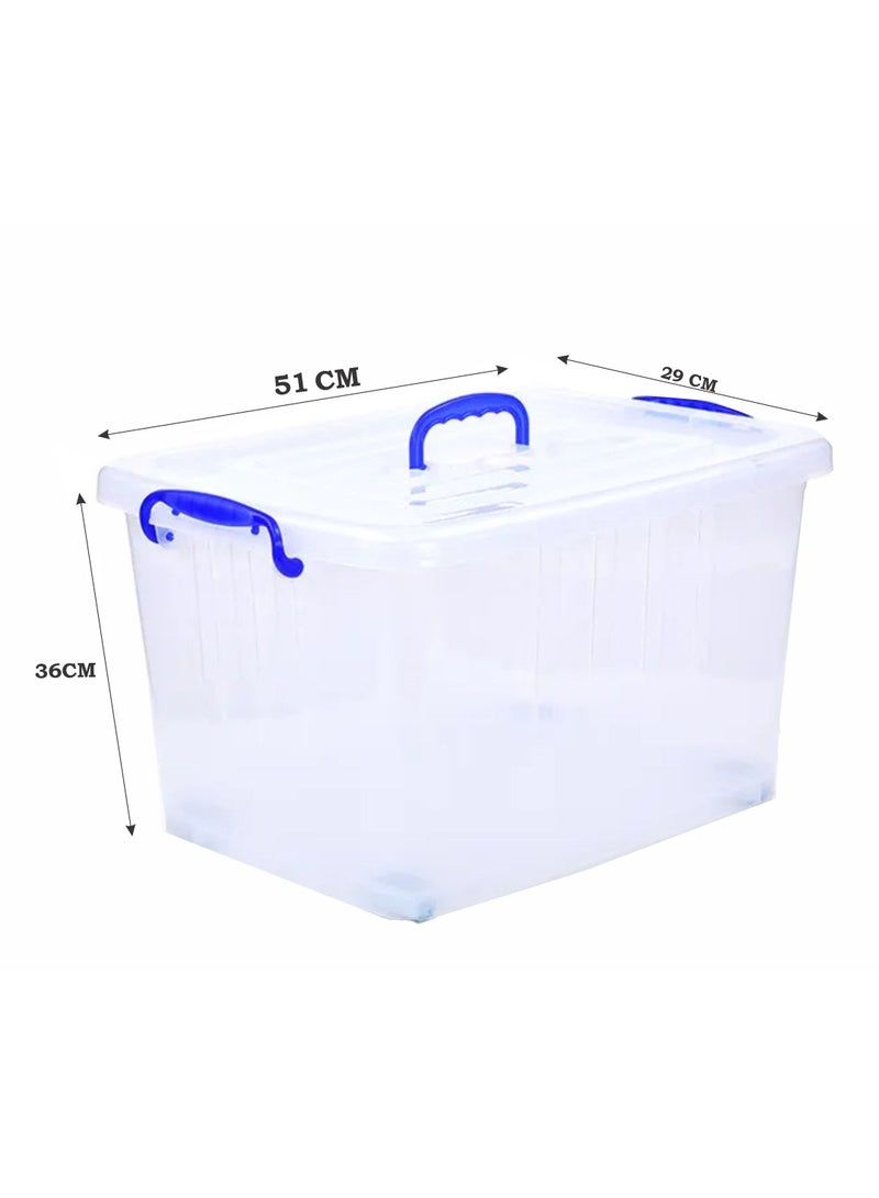 Selecto Selecto Besto Plastic Storage Box With Lid 35 LTR Semi Clear 1 Pcs Set With Wheel | For Clothes, Toys, Books, Snacks, Shoes and Grocery Storage Box. (35 LTR Wheel) - Image 2