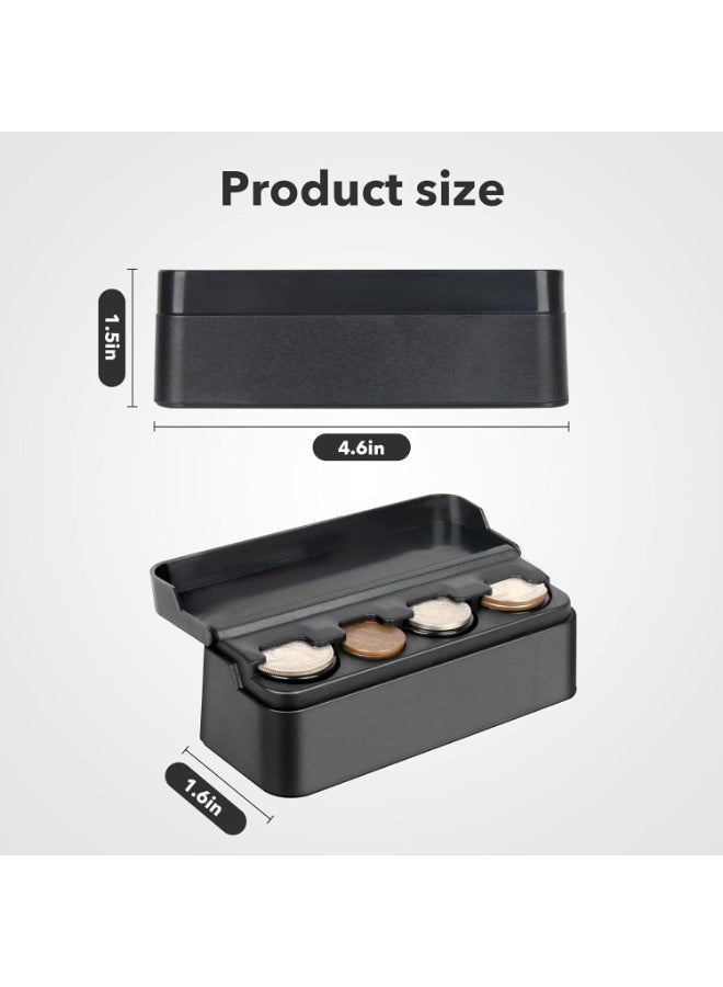 Coin Holder for Car, Coin Change Organizer Compatible with Coins of Different Sizes, Dash-Mounted Holder Suitable for Most Cars, Trucks(2PCS Black) - Image 2