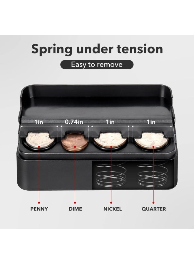 Coin Holder for Car, Coin Change Organizer Compatible with Coins of Different Sizes, Dash-Mounted Holder Suitable for Most Cars, Trucks(2PCS Black) - Image 3