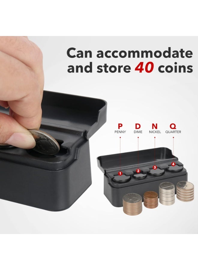 Coin Holder for Car, Coin Change Organizer Compatible with Coins of Different Sizes, Dash-Mounted Holder Suitable for Most Cars, Trucks(2PCS Black) - Image 4