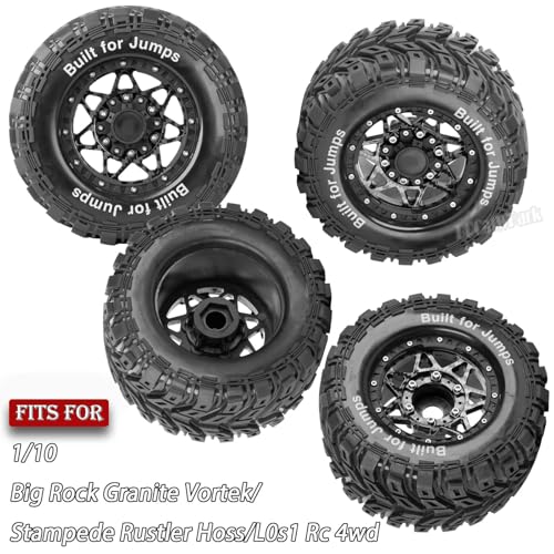 BRCatWPark RC Truck Tires 12mm14mm17mm Hex RC Wheels and Tires for 110 Big Rock Granite VortekStampede Rustler HossL0s1 Rc 4wdRC Monster Truck Car Wheel 4PcsCarbon Black - Image 5