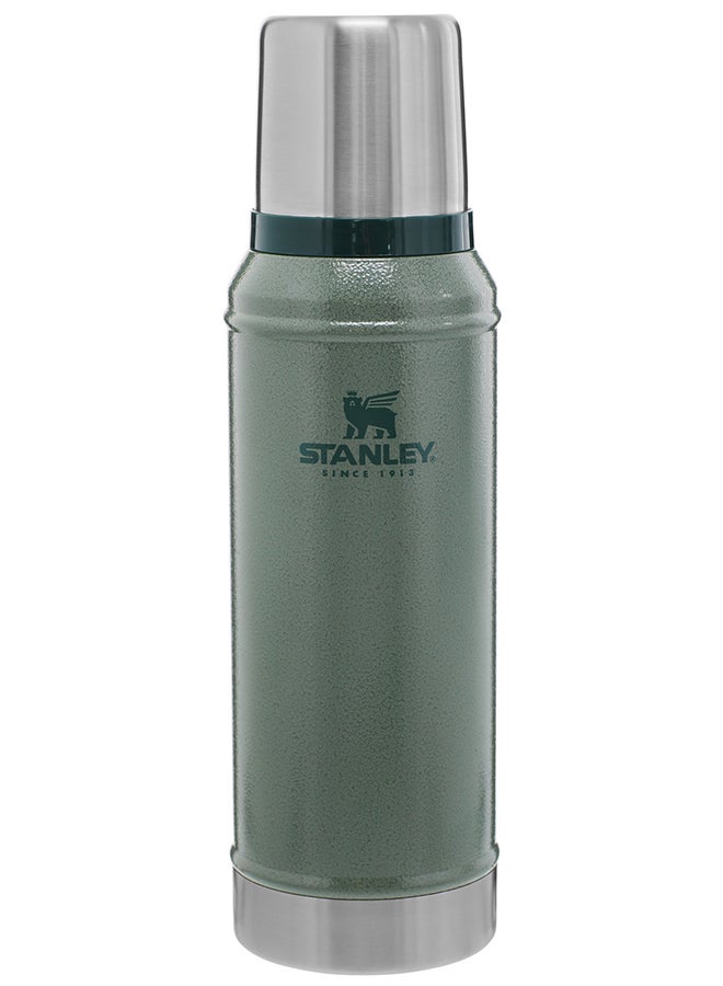 Stanley Classic Legendary Bottle 0.47L / 16OZ Hammertone Green BPA FREE Stainless Steel Thermos | Keeps Cold or Hot for 15 Hours | Leakproof Lid Doubles as Cup | Dishwasher Safe | Lifetime Warranty