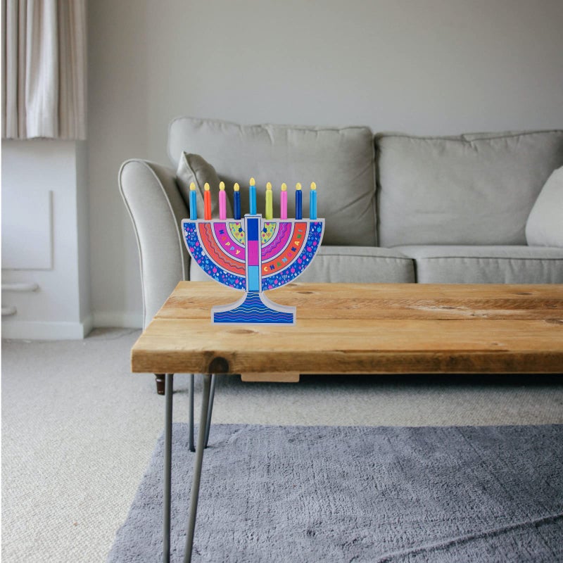 Rite Lite My Play Wooden Menorah with Removable Wooden Candles - Colorful Chanukah Menorah for Kids Hanukkah Gifts Decorations Centerpiece, Jewish Holiday Party Favors - Image 2