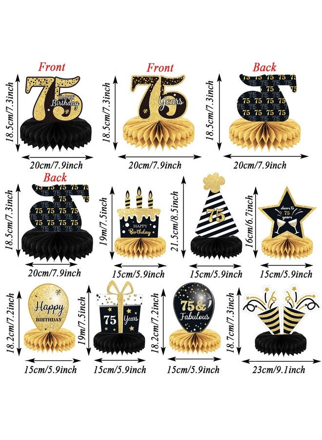 Tevxj 9 قطع زينة عيد الميلاد الـ75 منظر مركزي لزينة الطاولات تصفيق لــ 75 سنة زينة طاولات من قرص العسل عيد ميلاد سعيد 75 لرجال ونساء خمسة وسبعون سنة - Image 2