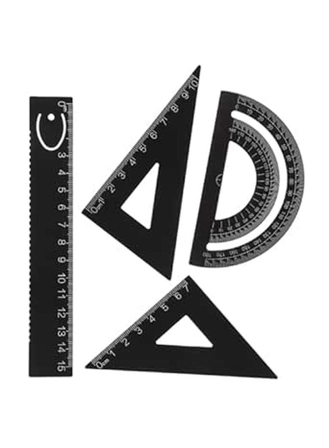 Metal Drafting Ruler Set 4pcs with Protractor and Triangle Ruler for Engineering Drawing - Image 1