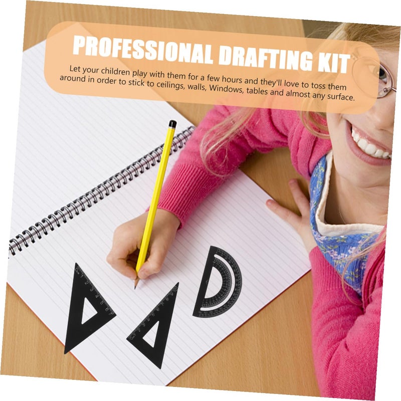 Metal Drafting Ruler Set 4pcs with Protractor and Triangle Ruler for Engineering Drawing - Image 4