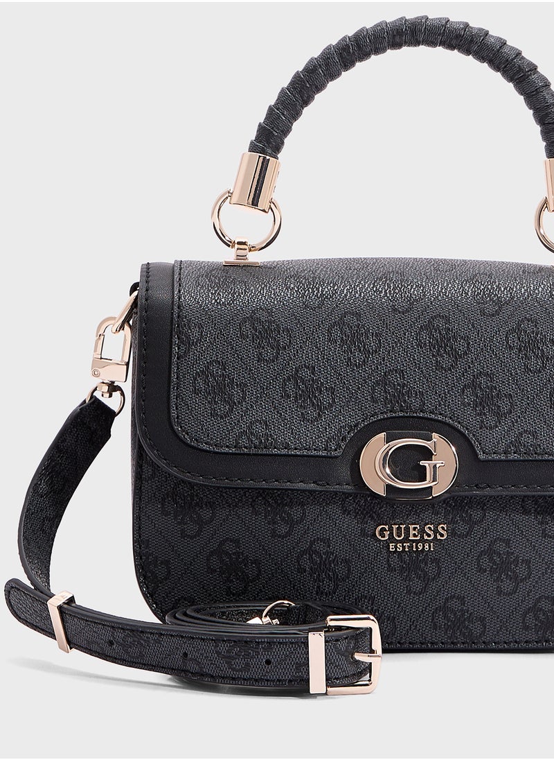 GUESS Orlina Logo Top Handle Flap Satchel  - Image 4