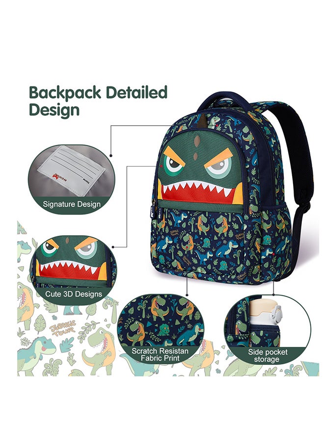 Nohoo Kids 16 Inch School Bag with Handbag Combo Dino - Green  - Image 5