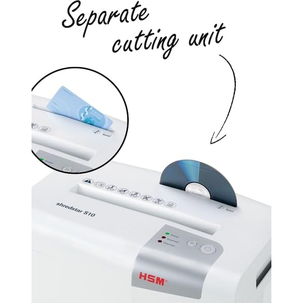 HSM shredstar S10, 10-Sheet Strip-Cut Paper/CD/Card Shredder, P-2 Security Level, 4.8 Gallon, White | HSM1042W - Image 4
