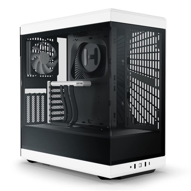 Hyte Y40 Modern Aesthetic Panoramic Tempered Glass Mid-Tower ATX Computer Gaming Case with PCIE 4.0 Riser Cable Included, White (CS-HYTE-Y40-BW) - Image 1