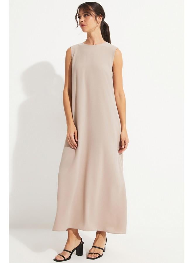 جون عباية جين ستون بتفاصيل انسيابية بيج - Image 5