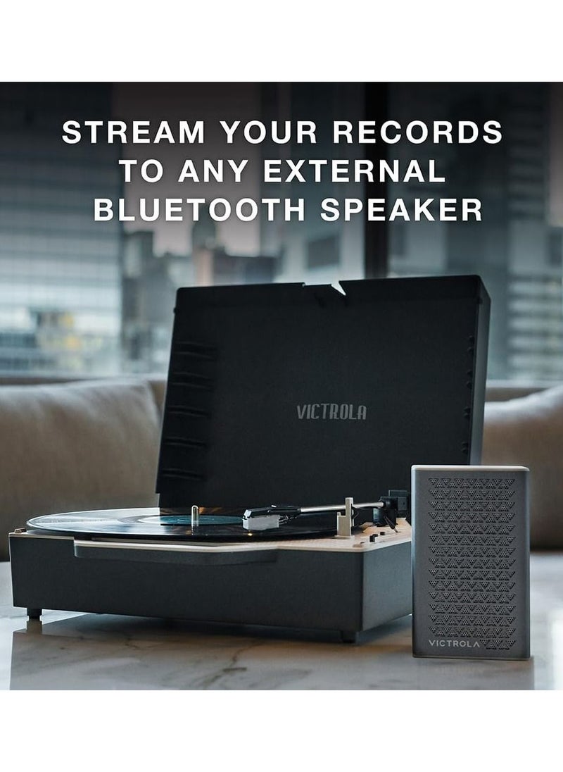 VICTROLA Victrola Re-Spin Sustainable Suitcase Record Player with Built in Bluetooth Speakers 3 Speed Belt Driven Turntable Built-in Bass Radiator 3.5mm Headphone Jack Graphite Grey  - Image 3