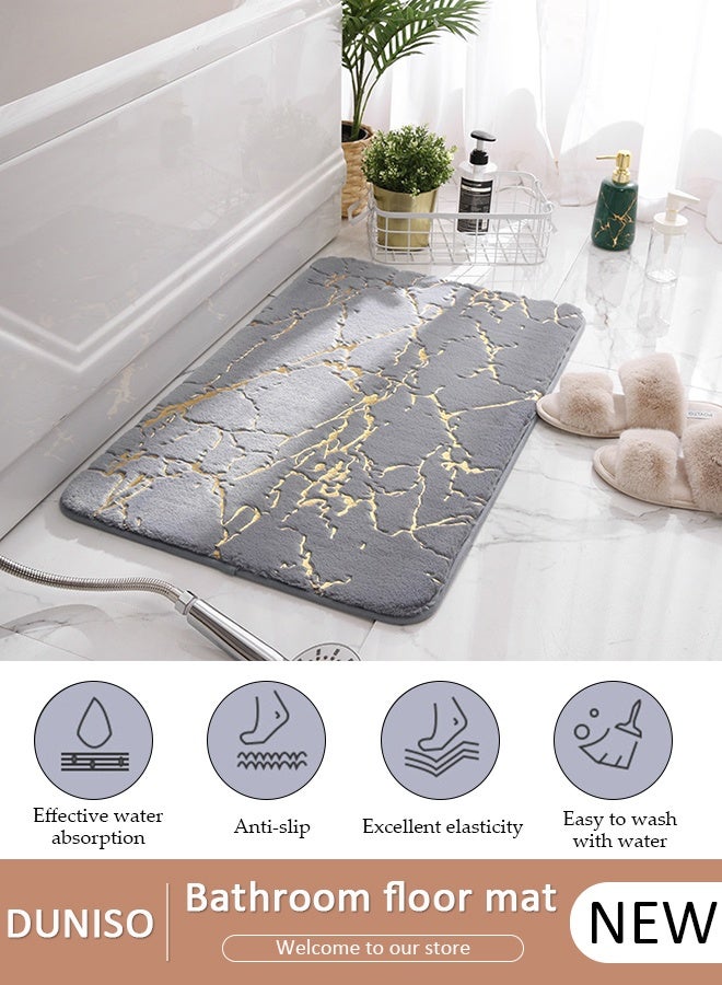 DUNISO سجادة حمام سجادة ناعمة للغاية وذات قدرة على الامتصاص، سجاد حمام مضاد للانزلاق سريع الجفاف، سجادة حوض استحمام أرضية للحمام ودش 40*60 سم - Image 1
