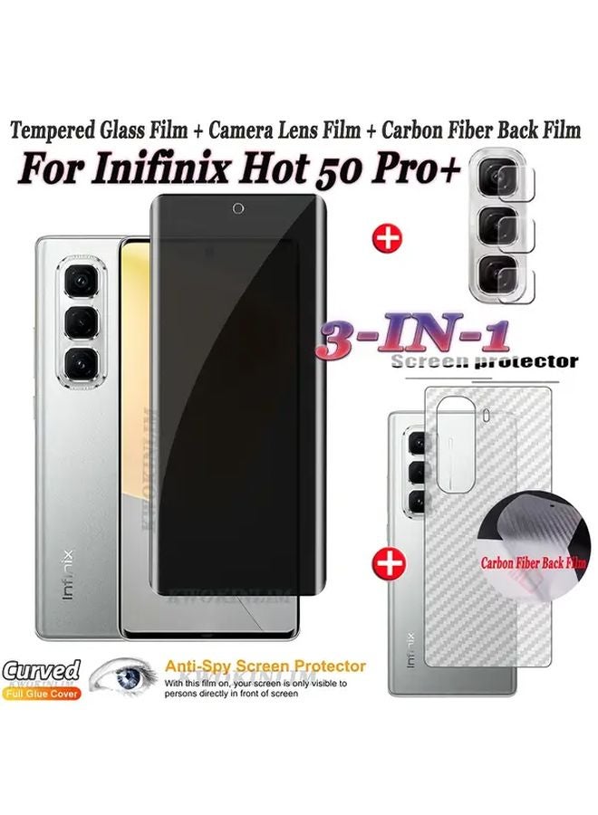 Infinix Hot 50 Pro Plus 4G 3 in 1 Screen Protector Camera Lens Back Film Set - Image 1