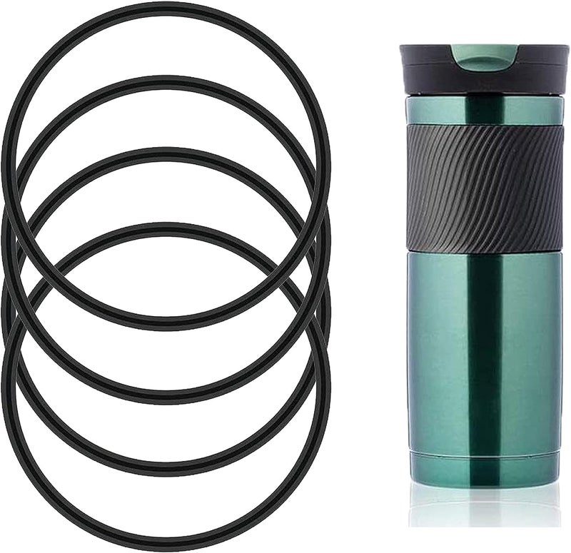Jowxsx 4Pcs Black Replacement Gasket for Contigo Snapseal Byron Travel Mug 16oz 20oz Silicone Lid Seal LeakProof for Contigo Coffee Travel Tumbler Glassware and Drinkware