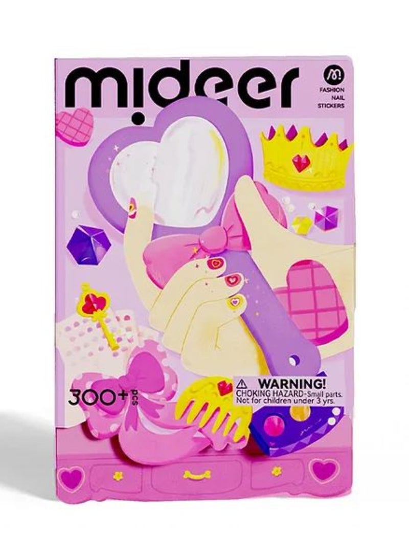 MiDeer ملصقات أظافر عصرية للأطفال – 300 قطعة بموضوع حفل الأميرة | تأثيرات لامعة، متوهجة، ليزر وألماس | آمنة، سهلة الاستخدام، وفن أظافر طويل الأمد للفتيات | للأعمار 3+ | مجموعة جاهزة كهدية - Image 1