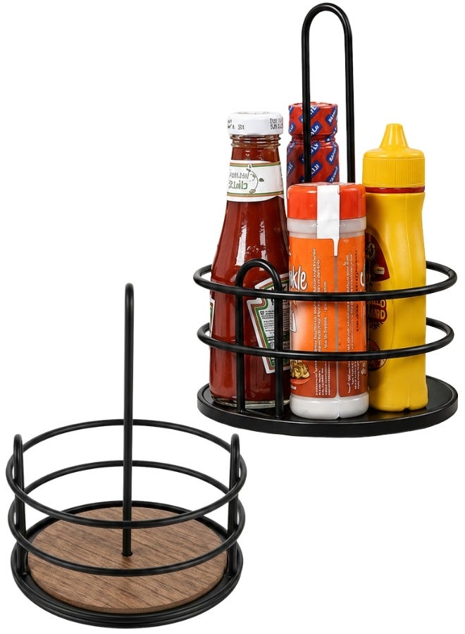 Large Metal Sauce Serving Holder 24cm – Multi-Purpose Fry Basket & Sauce Cup Stand for French Fries, Ketchup, Mayonnaise, Cheese Sauce, BBQ Dips, Chicken Nuggets, Appetizers, Snacks & Finger Foods, Heavy Duty Restaurant Serving Rack, Black - Image 1