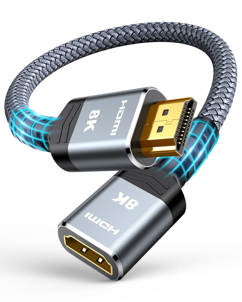 Highwings 8K 4K HDMI Extender, HDMI Extension Cable 2.1 4K@30Hz/ 60Hz/ 120Hz, Ultra high Speed HDMI Male to Female Adapter Compatible with Xbox PS5 PS4 Roku TV Stick Blu Ray Player HDTV Laptop PC 1FT - Image 1
