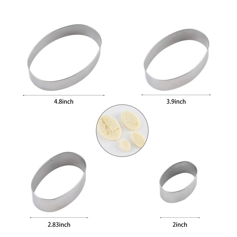 ANCKNE Oval Cookie Cutter Set Large - 5 Inch  4 Inch  3 Inch  2 Inch - Geometric Cookie Cutters Shapes Molds - Stainless Steel Homemade Oval Biscuit Treats Cutter - Image 3