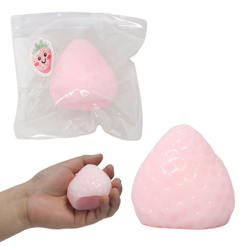 JIACAI 1pcs Squishy StrawberryCute Squeeze ToysKawaii Squishies PVC ToysStress Relieving Fur Ball OPP Packaging Gifts Fidget Toys for AnxietyRelaxation for Kids Adults 1pcs Pink - Image 3