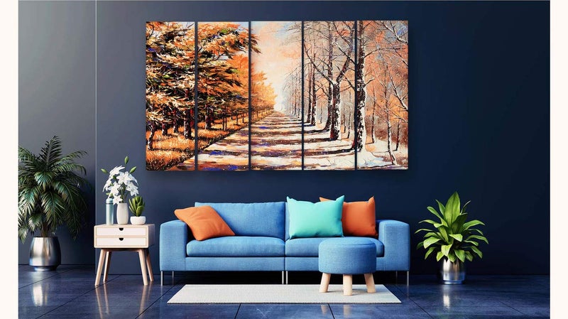 Casperme Beautiful Modern Art Multiple Frames Wall Painting For Living Room Bedroom Hotels Office With Sparkle Touch 7mm Hard Wooden Board 50 30 inches Casper_HD_MF_562 - Image 2