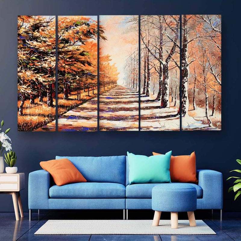 Casperme Beautiful Modern Art Multiple Frames Wall Painting For Living Room Bedroom Hotels Office With Sparkle Touch 7mm Hard Wooden Board 50 30 inches Casper_HD_MF_562 - Image 1