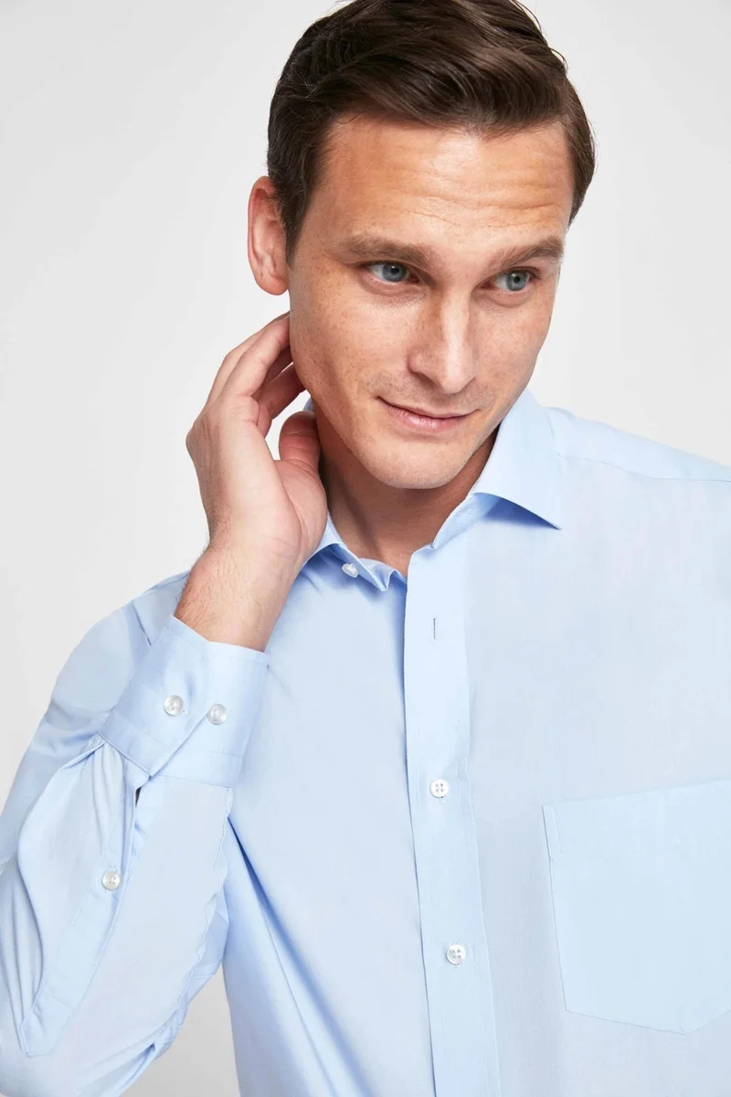 D'S DAMAT Ds Damat Regular Fit Blue Plain Shirt