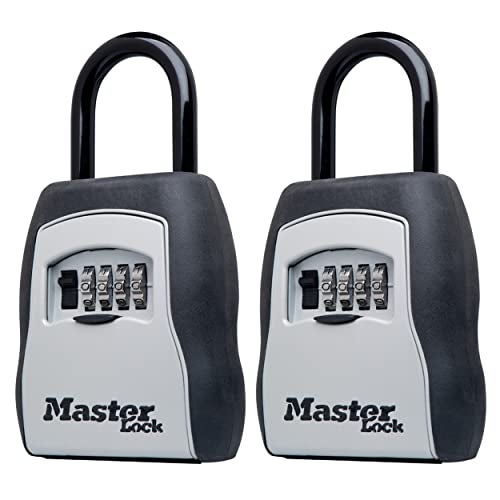 Master Lock Key Lock Box for House Keys – Outdoor Portable Combination Lockbox with Resettable 4 Digit Code, Weather Resistant Durable Metal Body, Holds 5 Keys, 5400EC2, Black, 2 Pack - Image 1